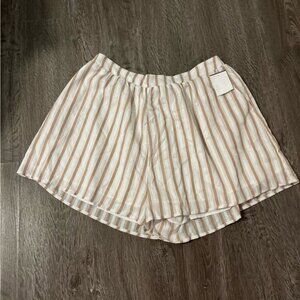 Forever 21 High Waist Tan and White Striped Shorts 2X